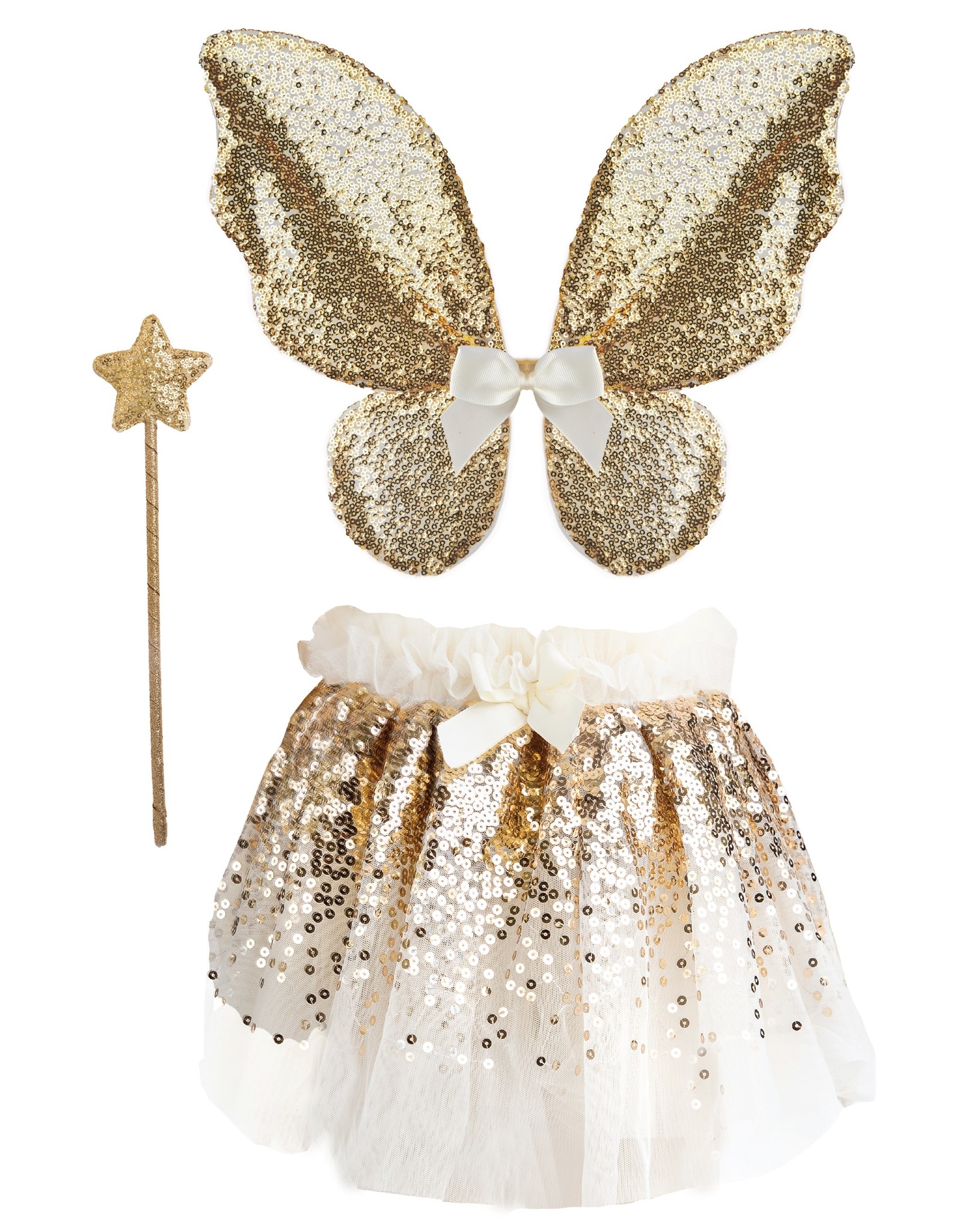 Great Pretenders Gracious Gold Sequins Skirt Wings & Wand Size 4-6