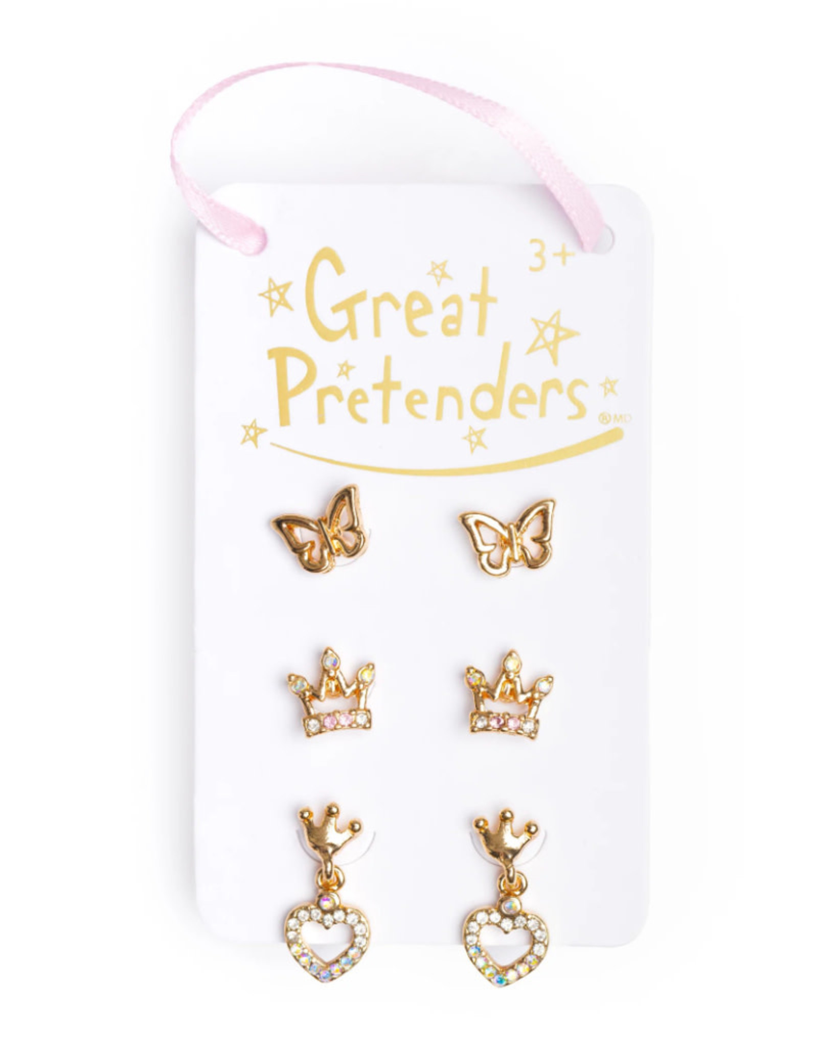 Great Pretenders Boutique Royal Crown Studded Earrings  3 Pairs