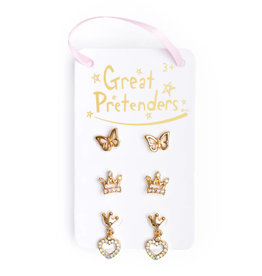 Great Pretenders Boutique Royal Crown Studded Earrings  3 Pairs
