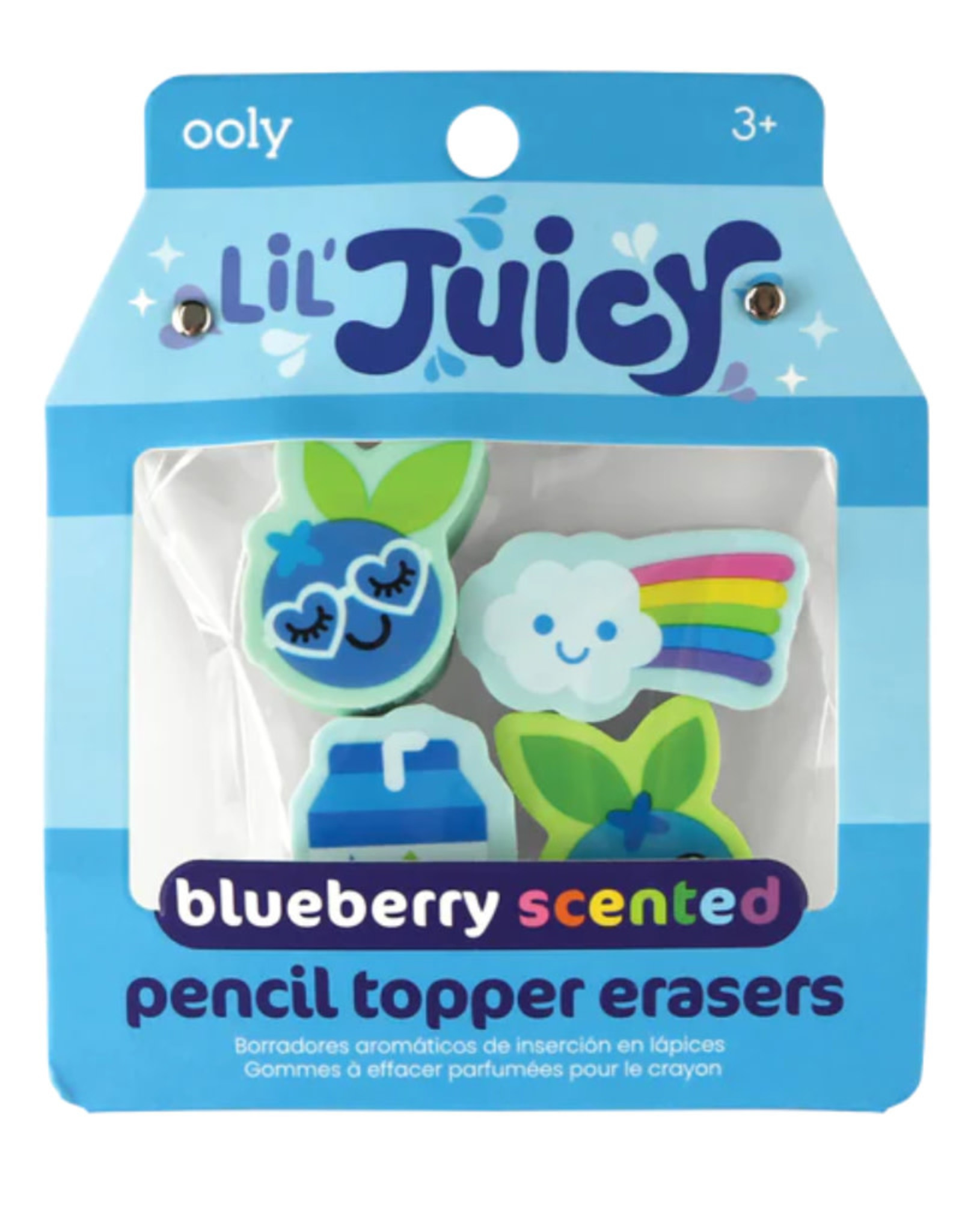 Ooly Lil' Juicy Scented Pencil Topper Erasers - Blueberry(SET Of 4)