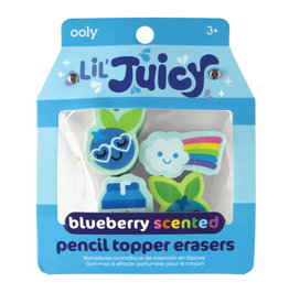 Ooly Lil' Juicy Scented Pencil Topper Erasers - Blueberry (SET Of 4)