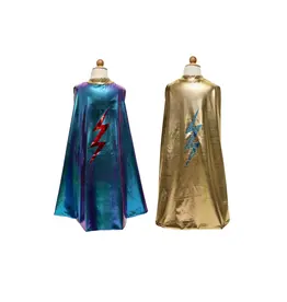 Great Pretenders Reversable Blue Lightning Holographic Cape Size 5-6