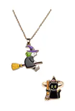 Great Pretenders Witch Necklace with Black Cat Ring