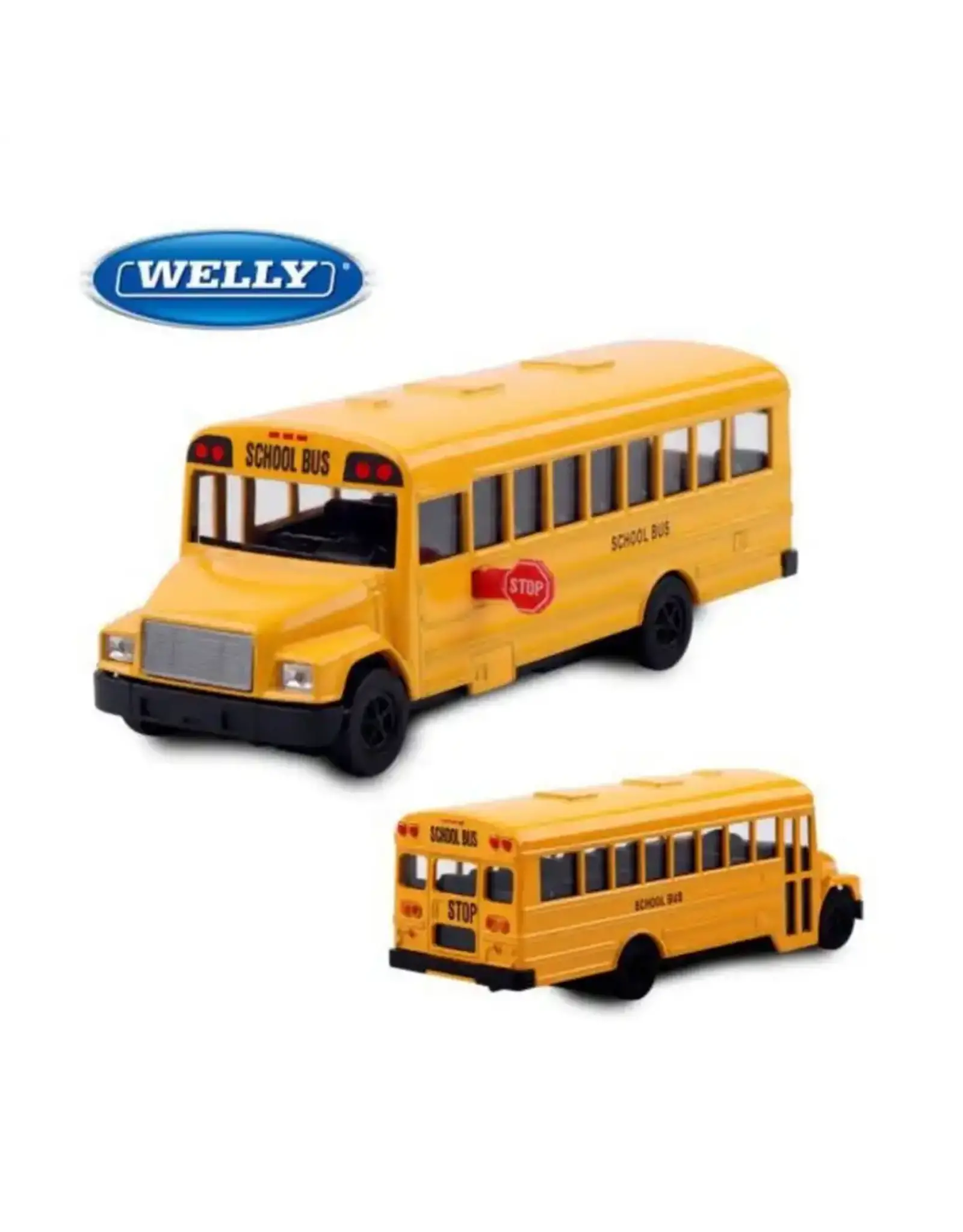 Diecast School Bus Yellow Pull-Back