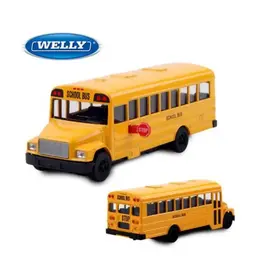 Diecast School Bus Yellow Pull-Back