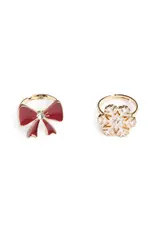 Great Pretenders Holiday Bow & Snowflake Ring Set