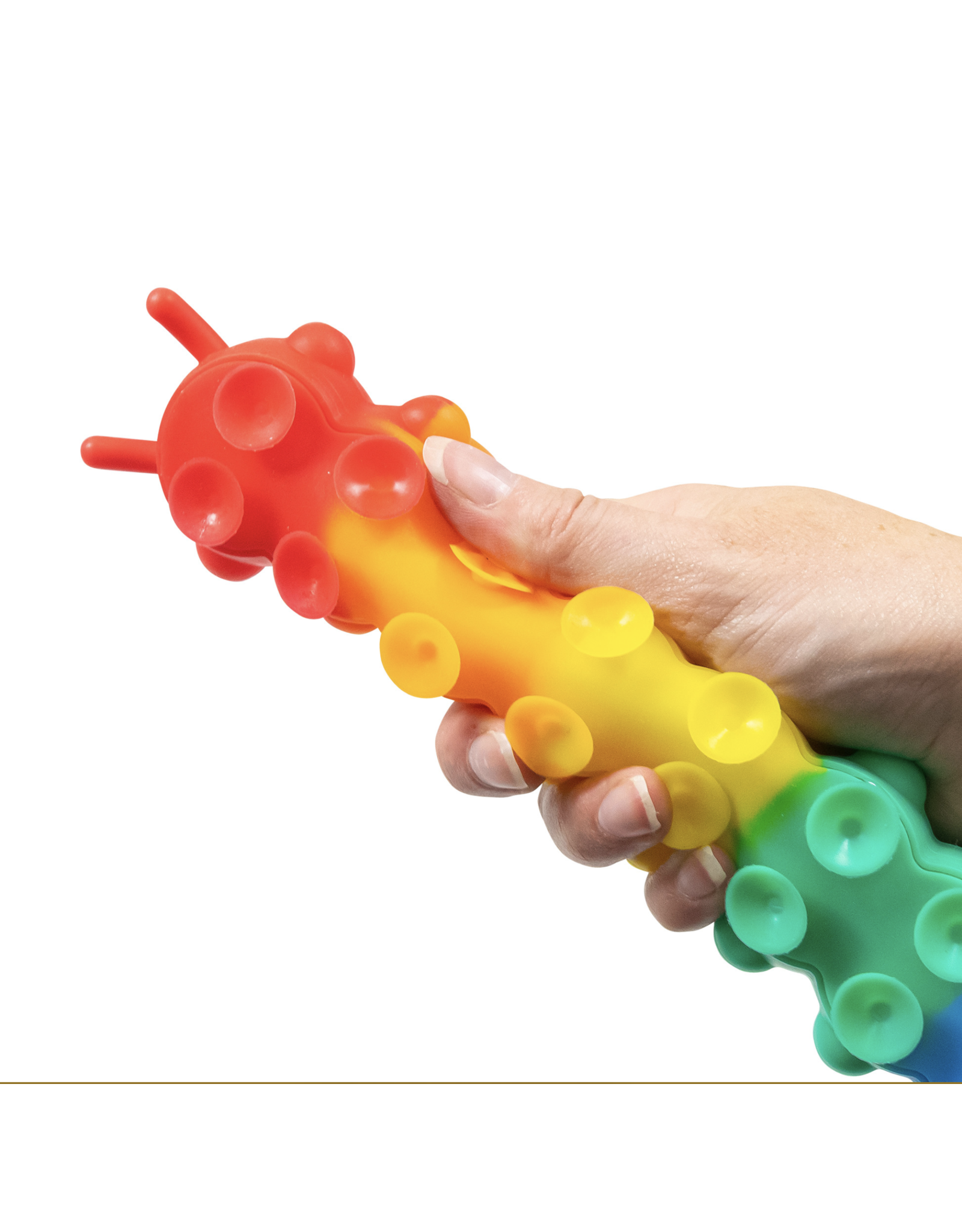 One For Fun Light Up Suction Push Popper Rainbow Caterpillar