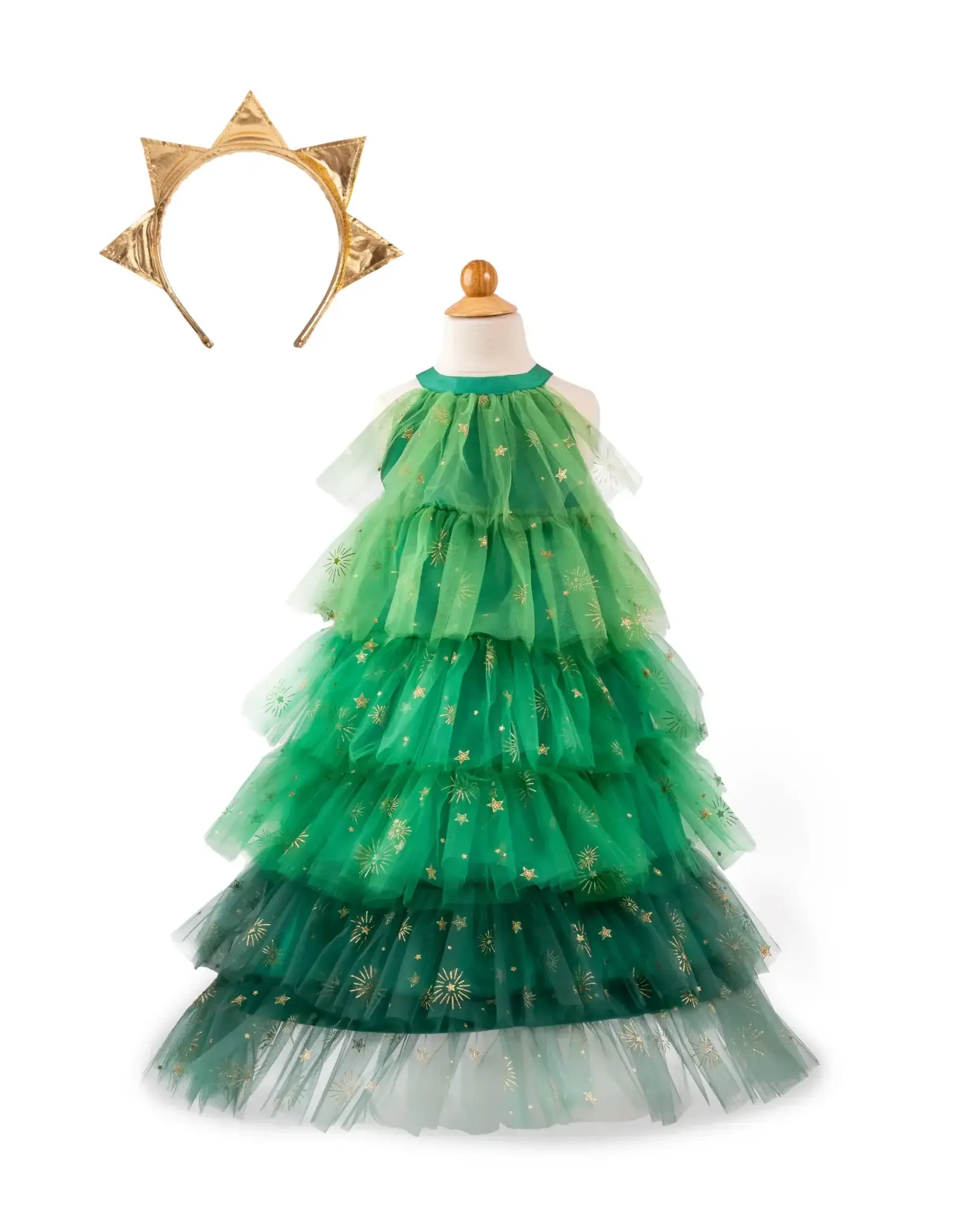 Great Pretenders Christmas Tree Dress with Headpiece Size 5-6