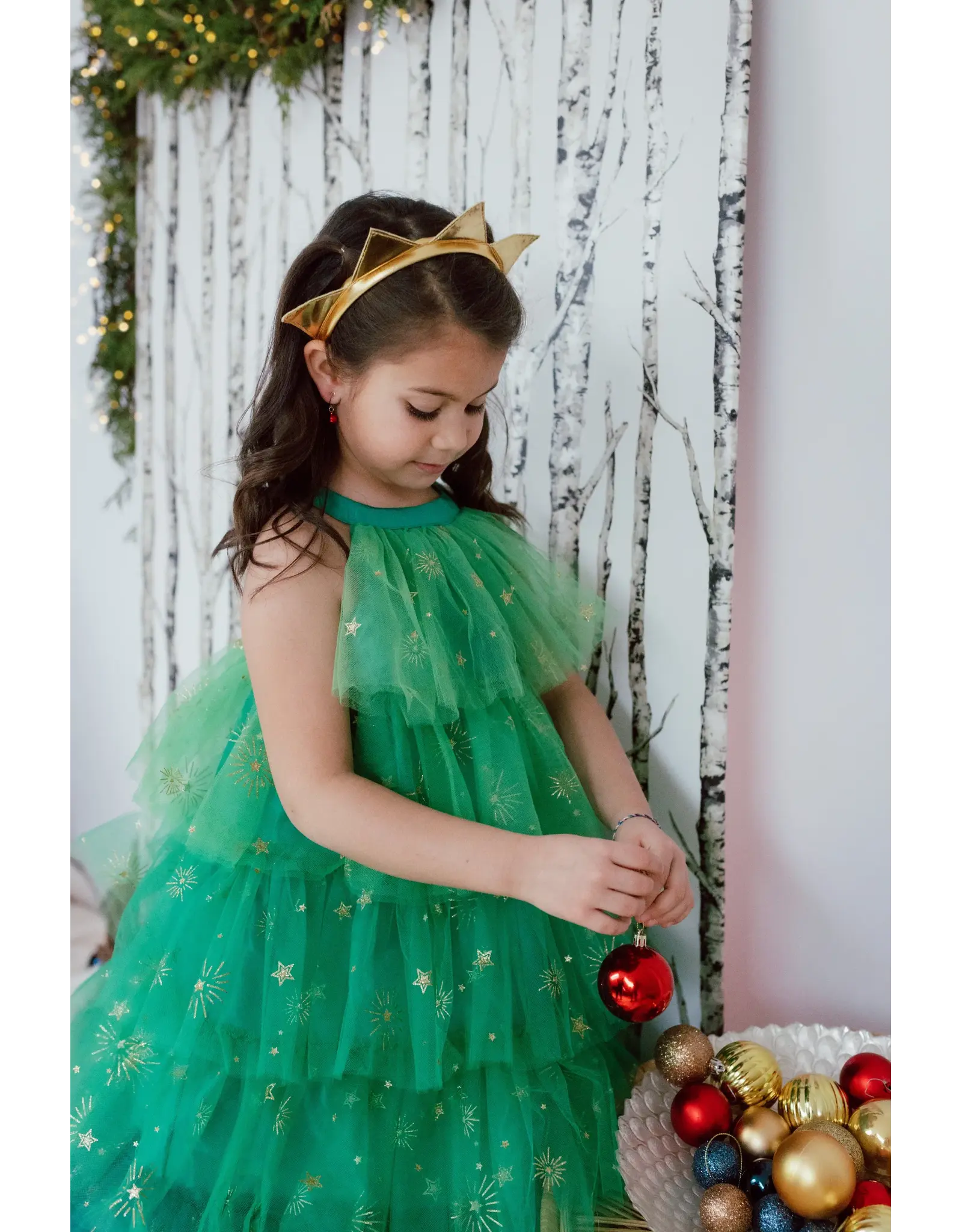 Great Pretenders Christmas Tree Dress with Headpiece Size 5-6