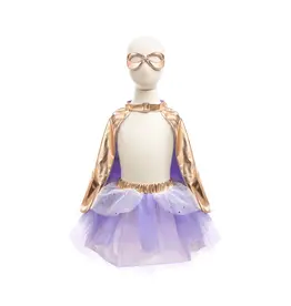 Great Pretenders Super-Duper Tutu/Cape/Mask Metallic Rose Gold/Lilac  Size 4-6