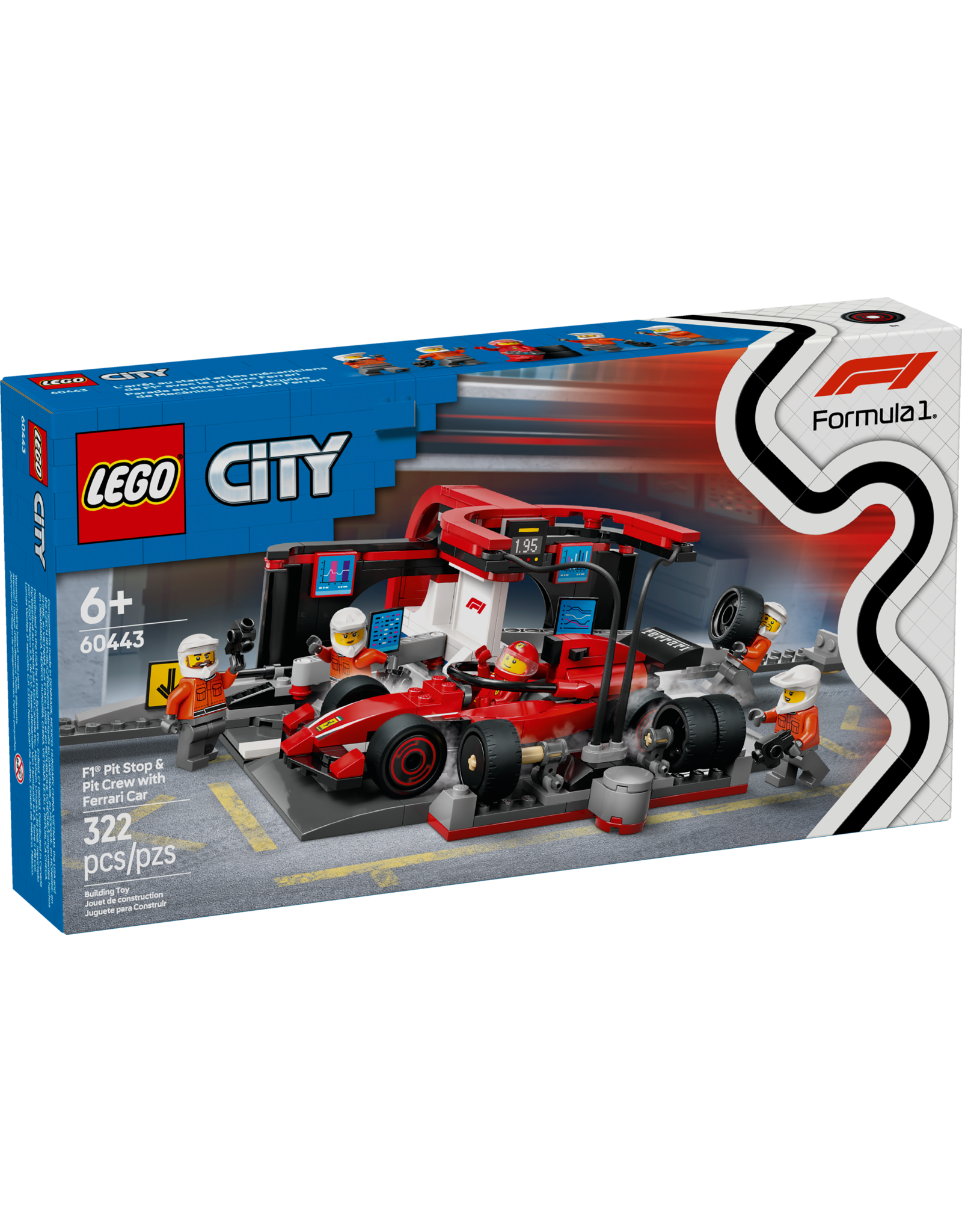 LEGO City Formula 1 60443 F1® Pit Stop & Pit Crew with Ferrari Car