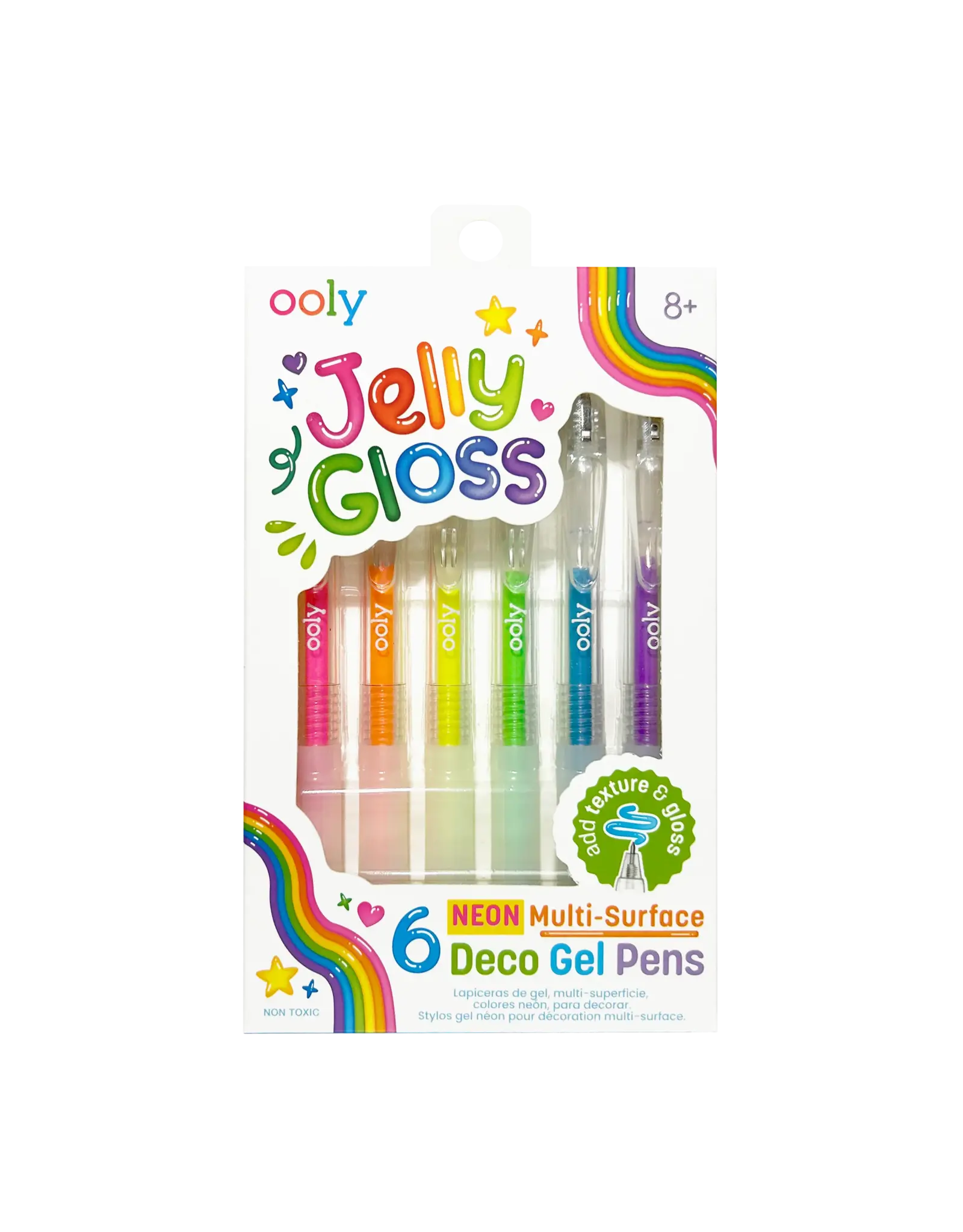 Ooly Jelly Gloss: Neon Multi-Surface Deco. Gel Pens (Set of 6)