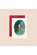 Louise Mulgrew Owl And Robin Mini Card