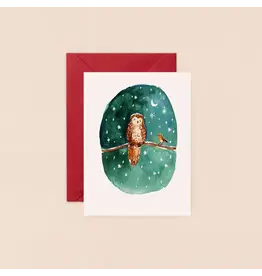 Louise Mulgrew Owl And Robin Mini Card