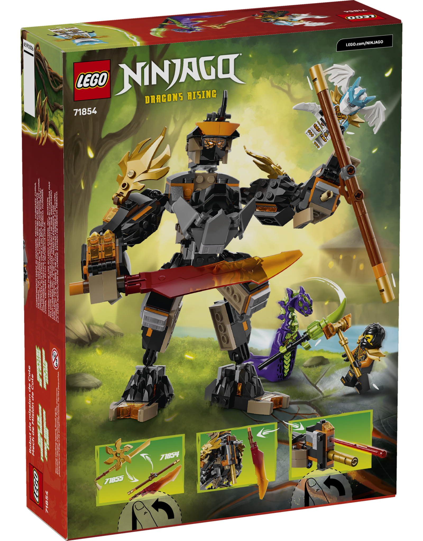 LEGO Ninjago 71854 Cole's Mission Mech & Dragon Zane