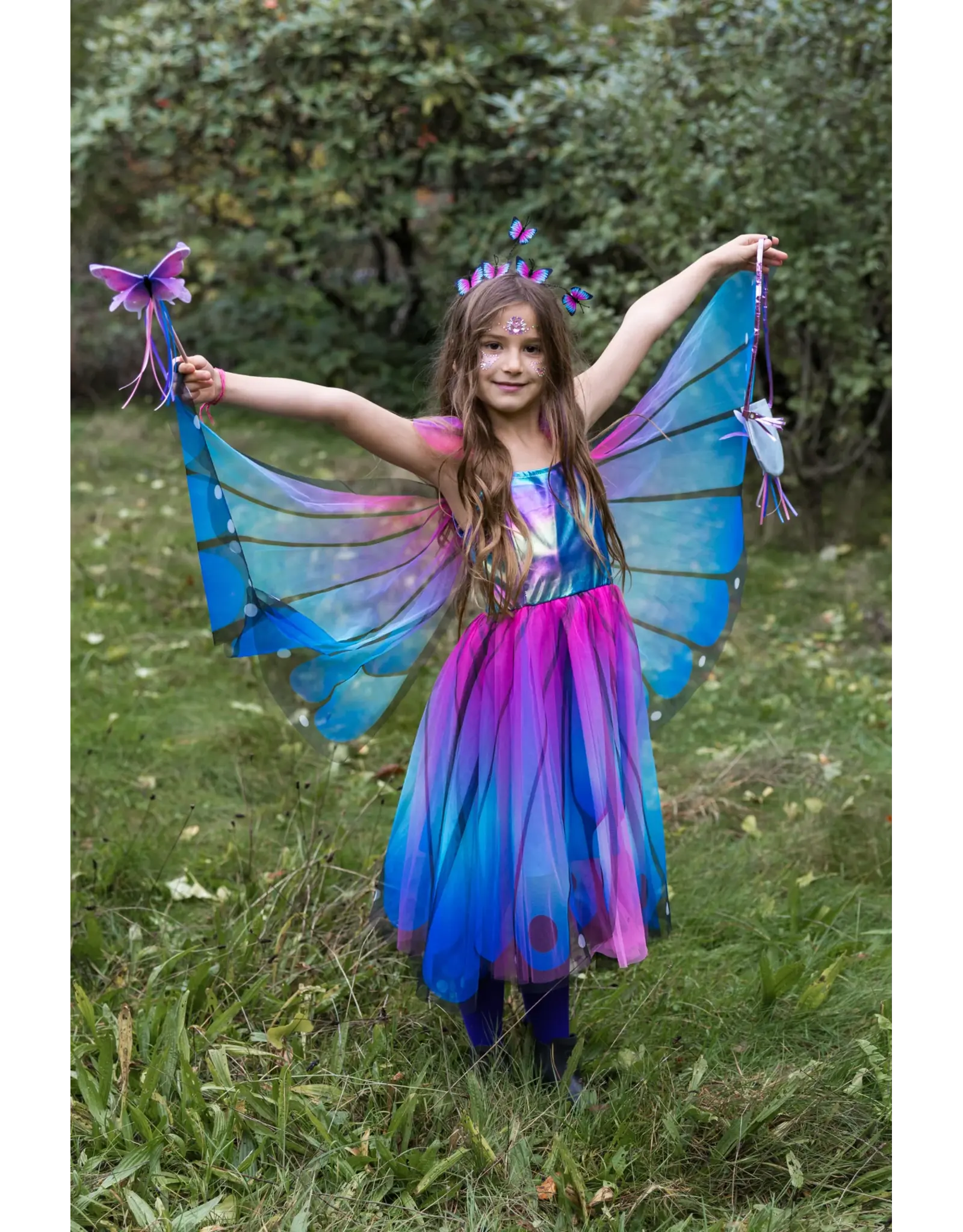 Great Pretenders Butterfly Twirl Dress & Wings Blue/Purple Size 3-4
