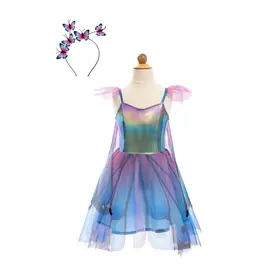 Great Pretenders Butterfly Twirl Dress & Wings  Blue/Purple Size 5-6