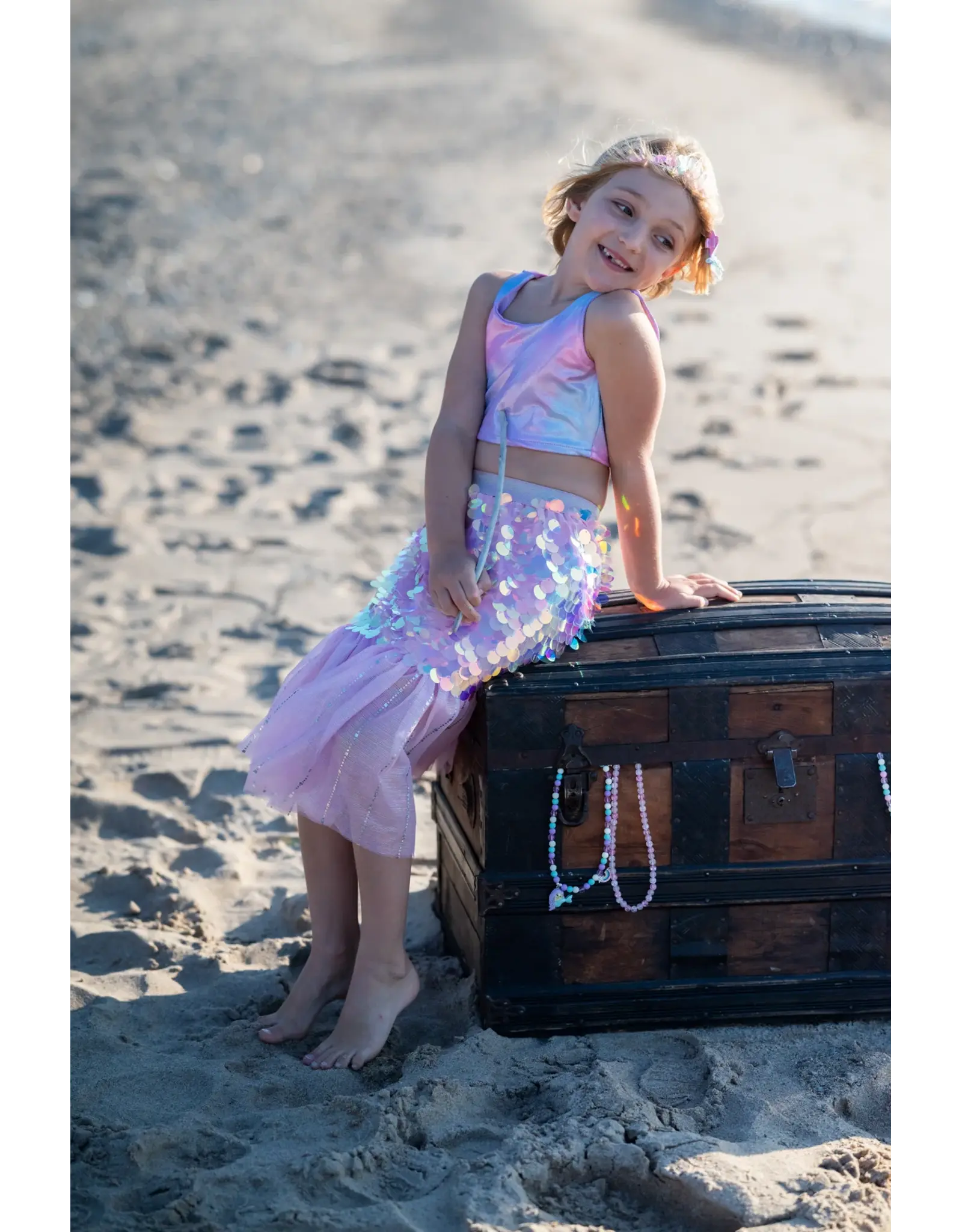 Great Pretenders Bling Bling Mermaid Skirt & Hairclip Set Pink, Size 4-6