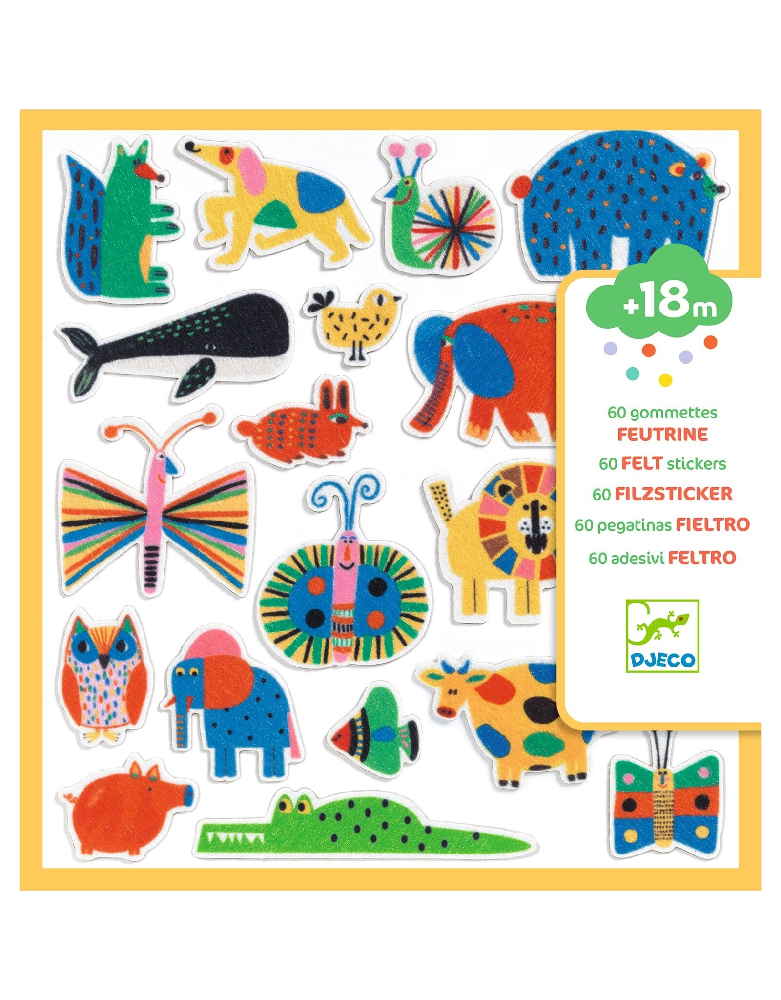 Djeco Animals Everywhere! 60 Felt Stickers