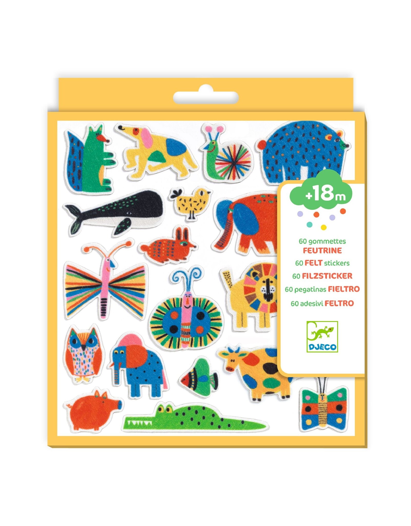 Djeco Animals Everywhere! 60 Felt Stickers