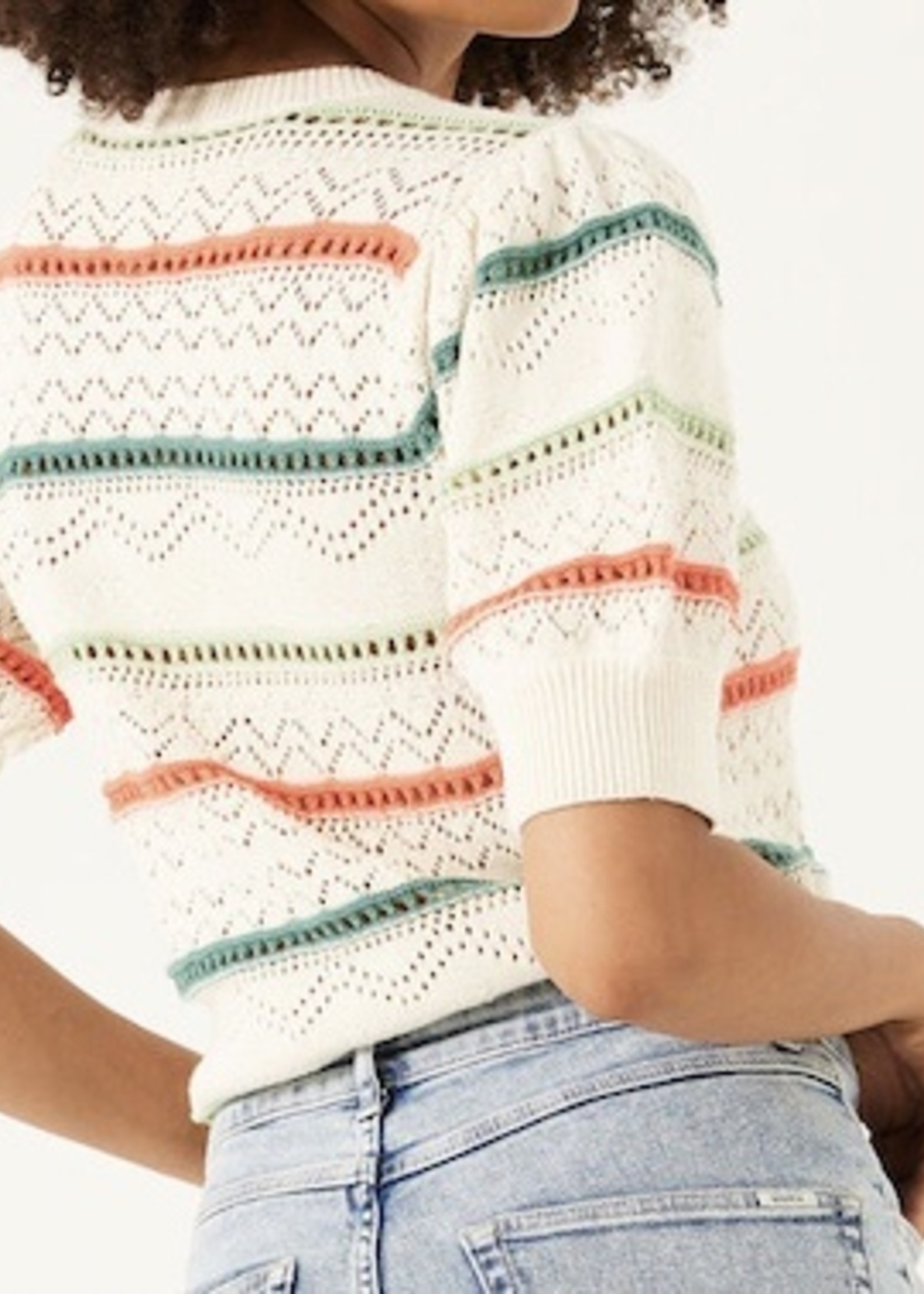 Garcia CLEARANCE: 3/4 Sleeve Pointelle Crewneck Sweater