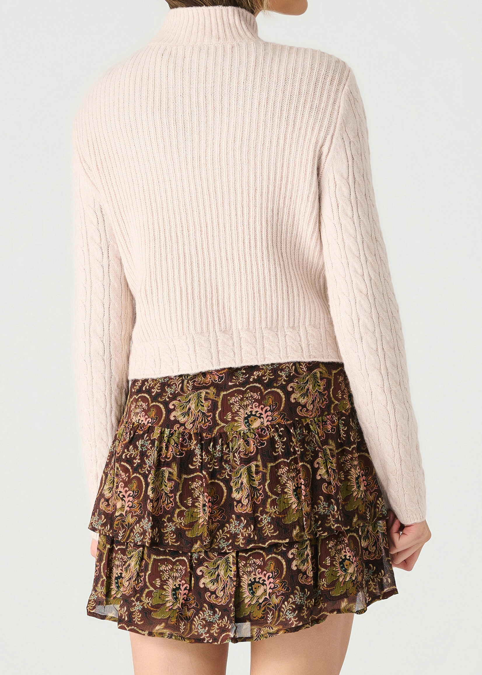 Cable Sleeved Mockneck Sweater