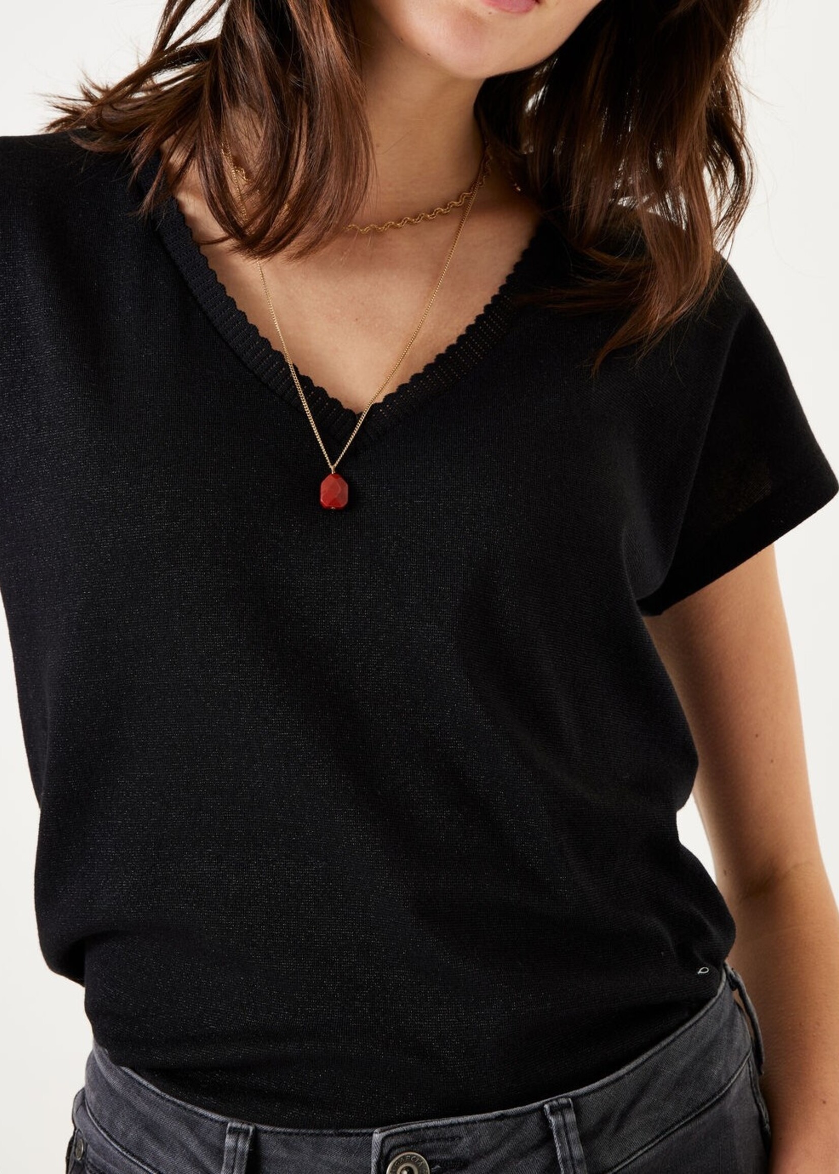 Garcia Clearance V-neck Shimmer T-shirt