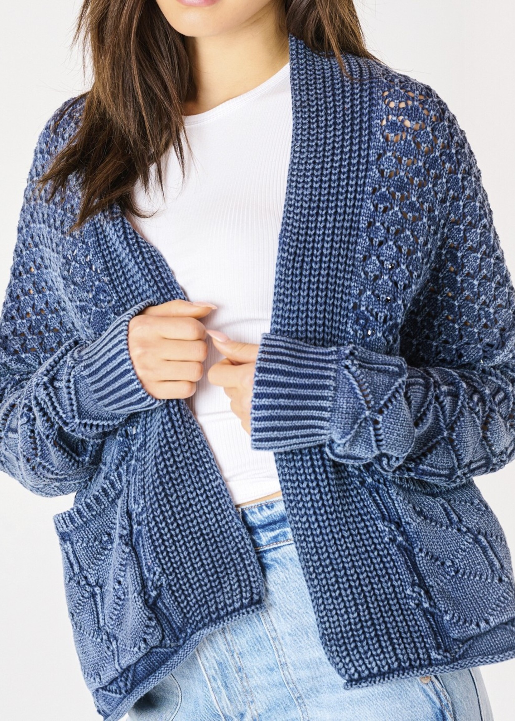 Open Front Pointelle Cardigan