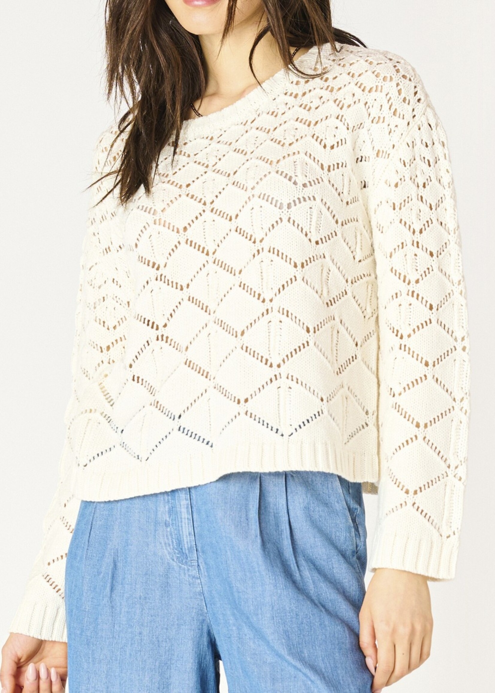 Dex Clearance Pointelle Scoopneck Pullover