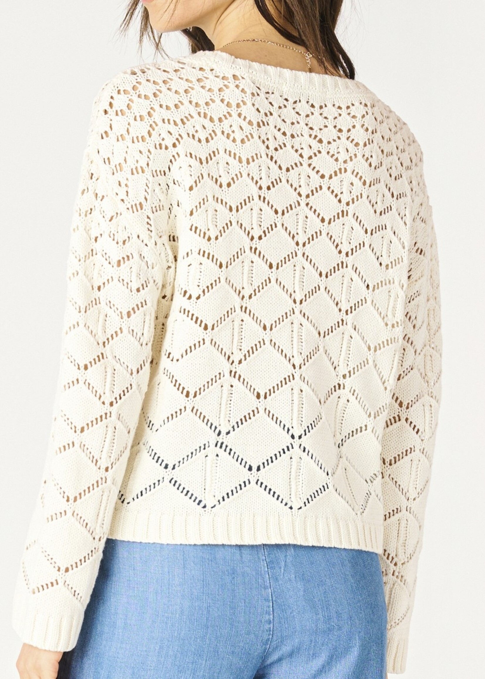 Dex Clearance Pointelle Scoopneck Pullover