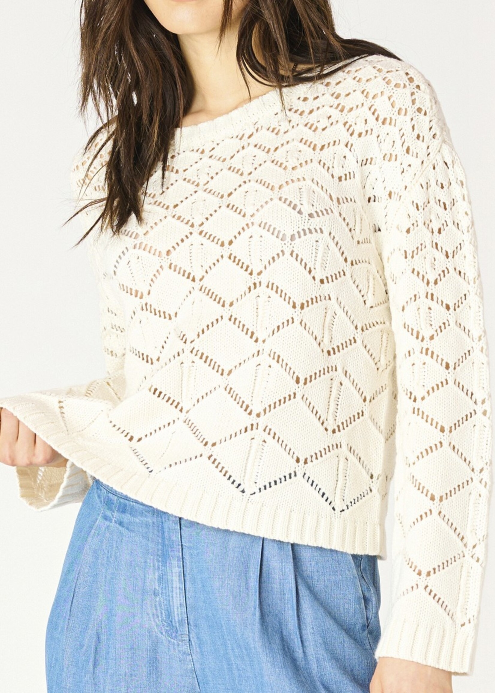 Dex Clearance Pointelle Scoopneck Pullover