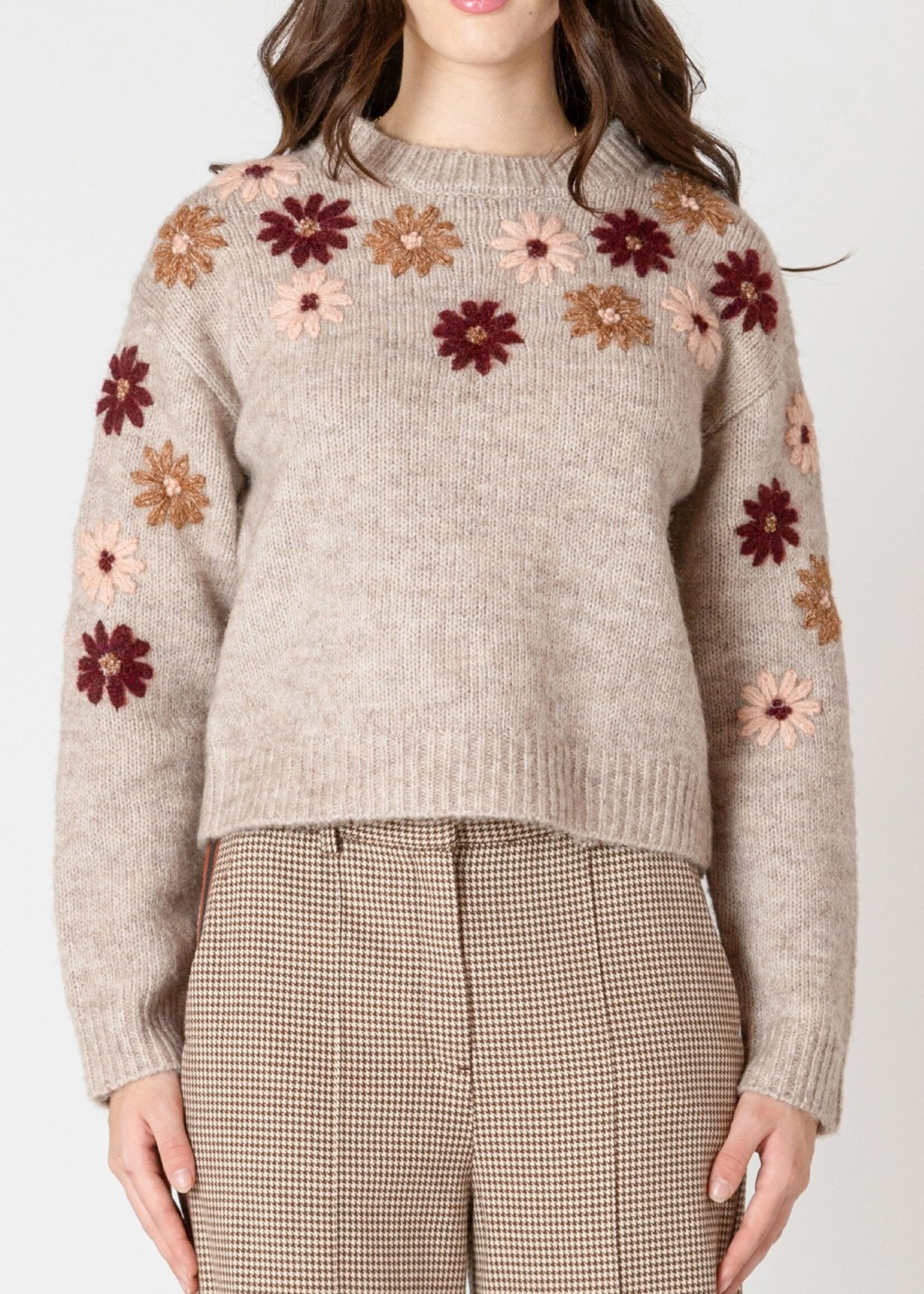 Black Tape Floral Embroidered Pullover