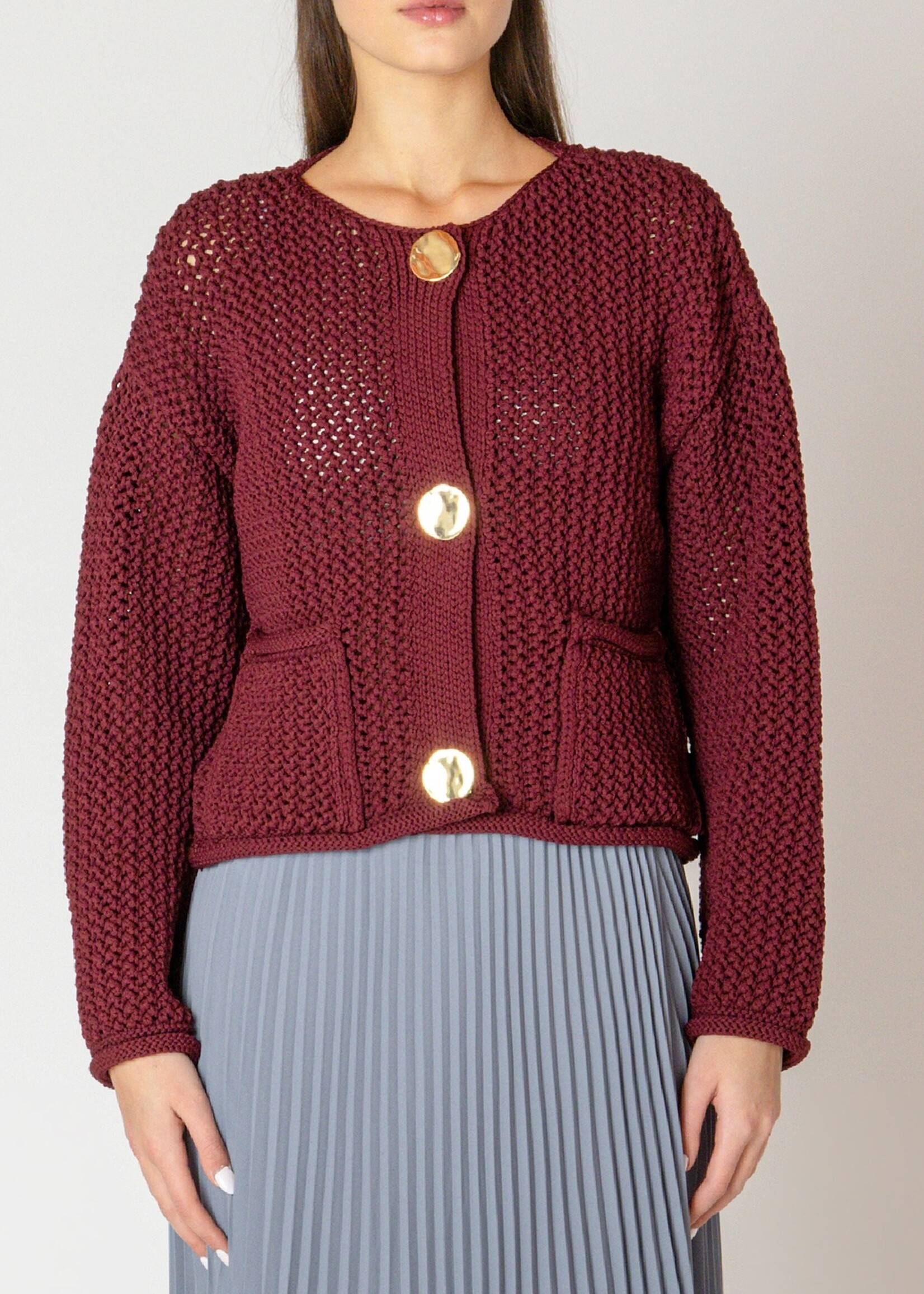 Black Tape CLEARANCE: Chunky Button Crochet Cardigan