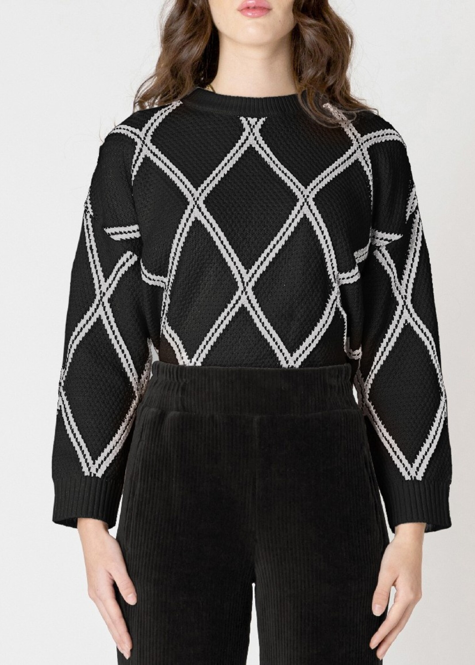 CLEARANCE: Diamond Jacquard Pullover