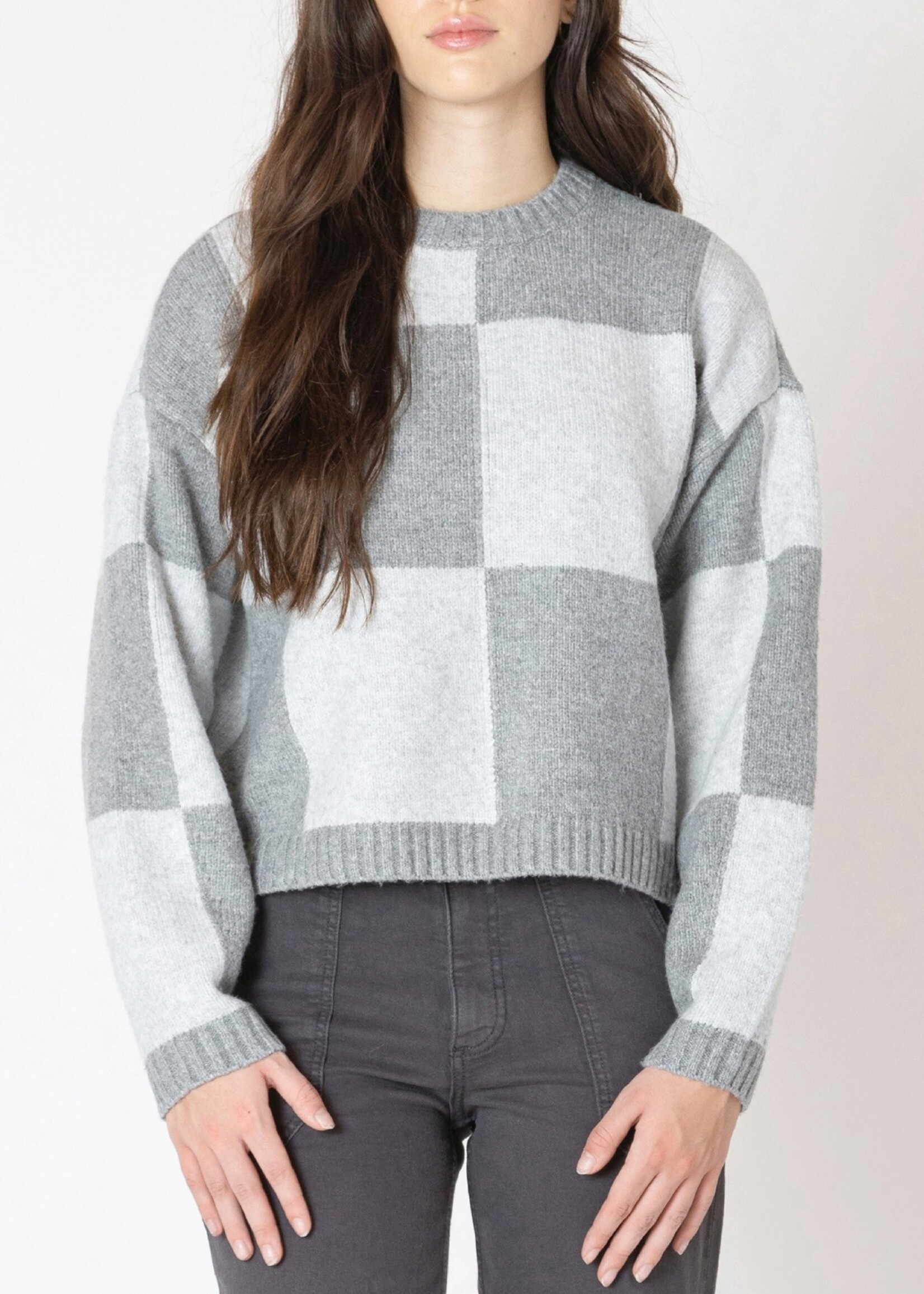 Crew Neck Checkered Pullover