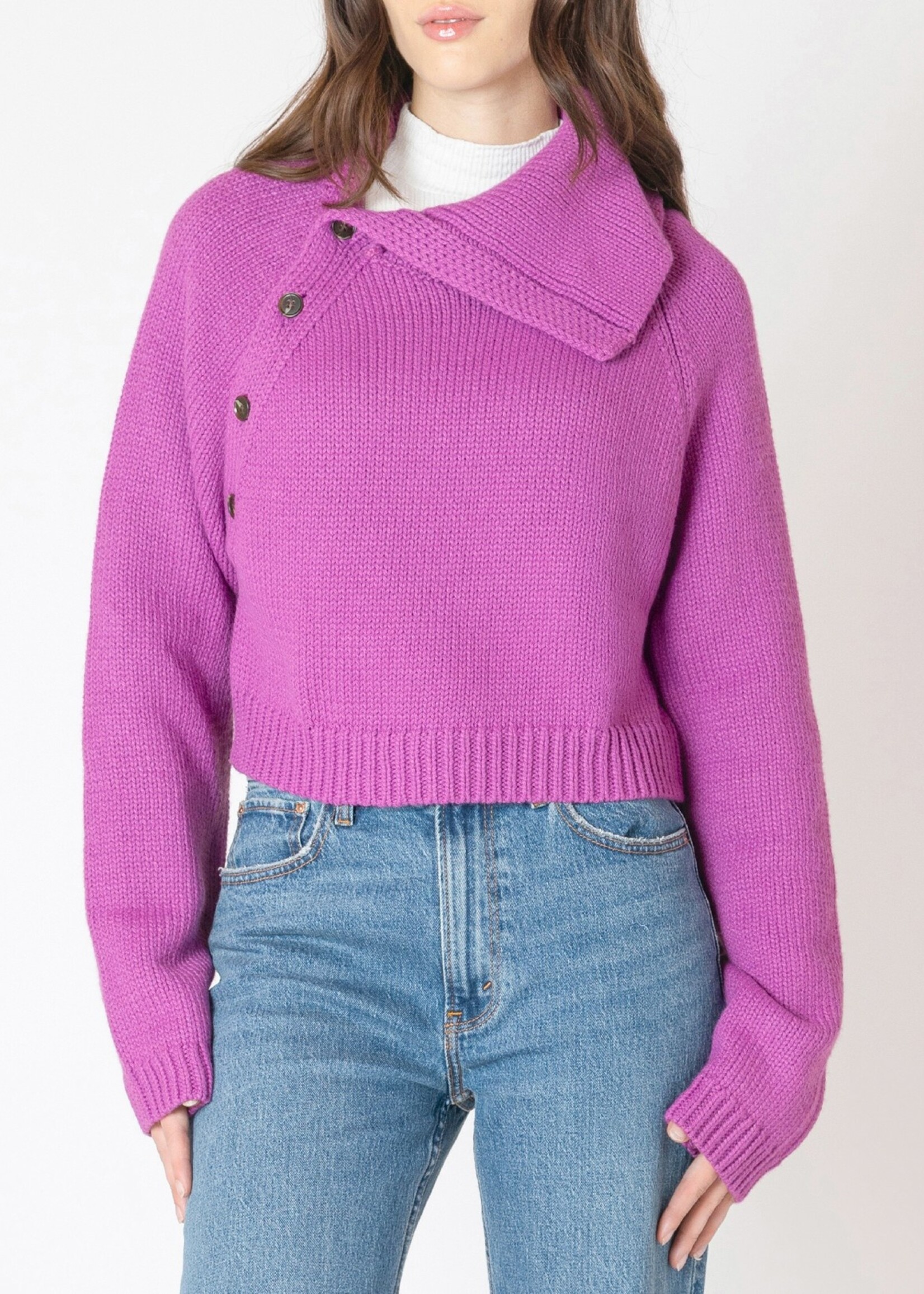 CLEARANCE: Asymmetric Button Sweater
