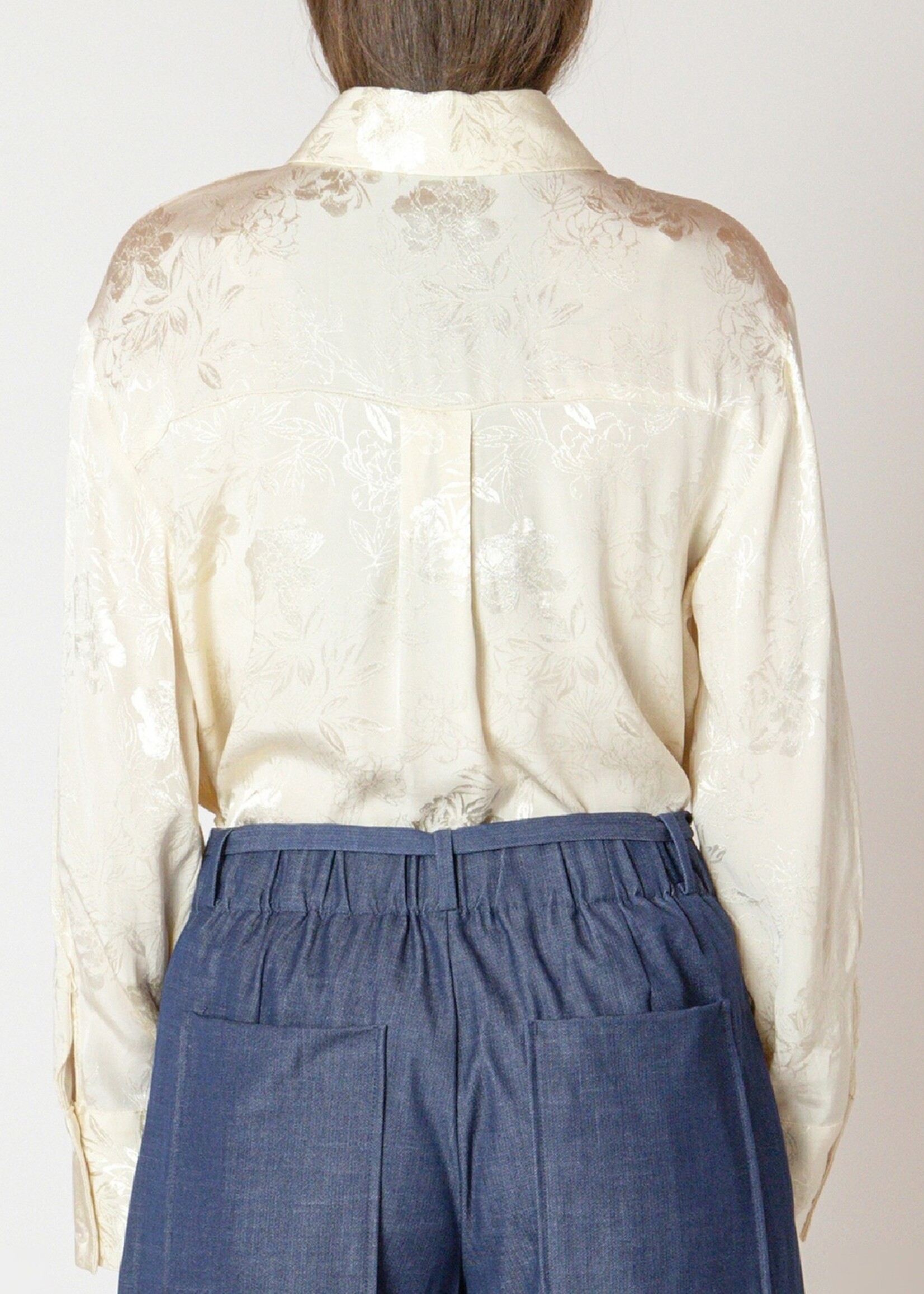 Black Tape Satin Floral Blouse