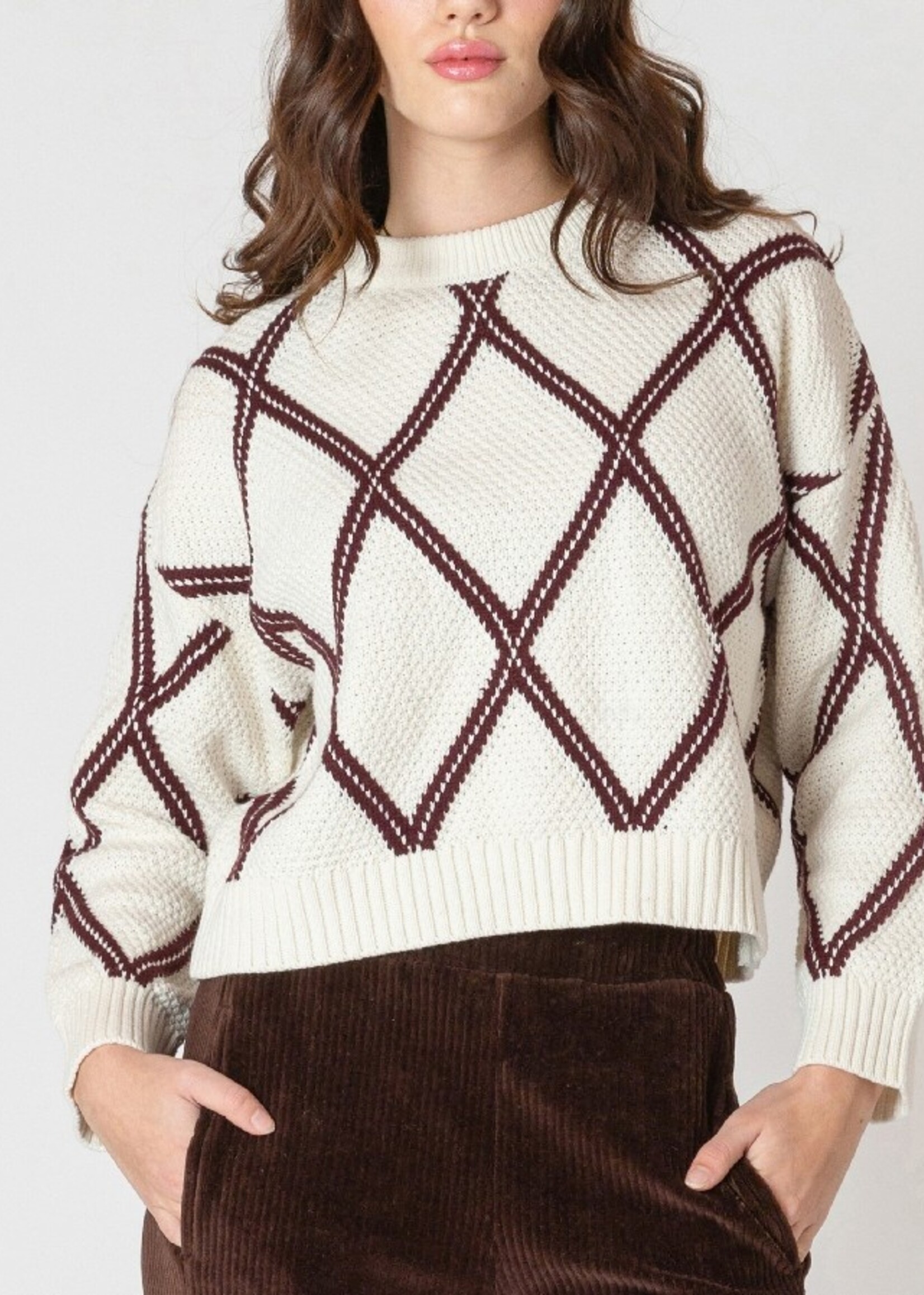 CLEARANCE: Diamond Jacquard Pullover