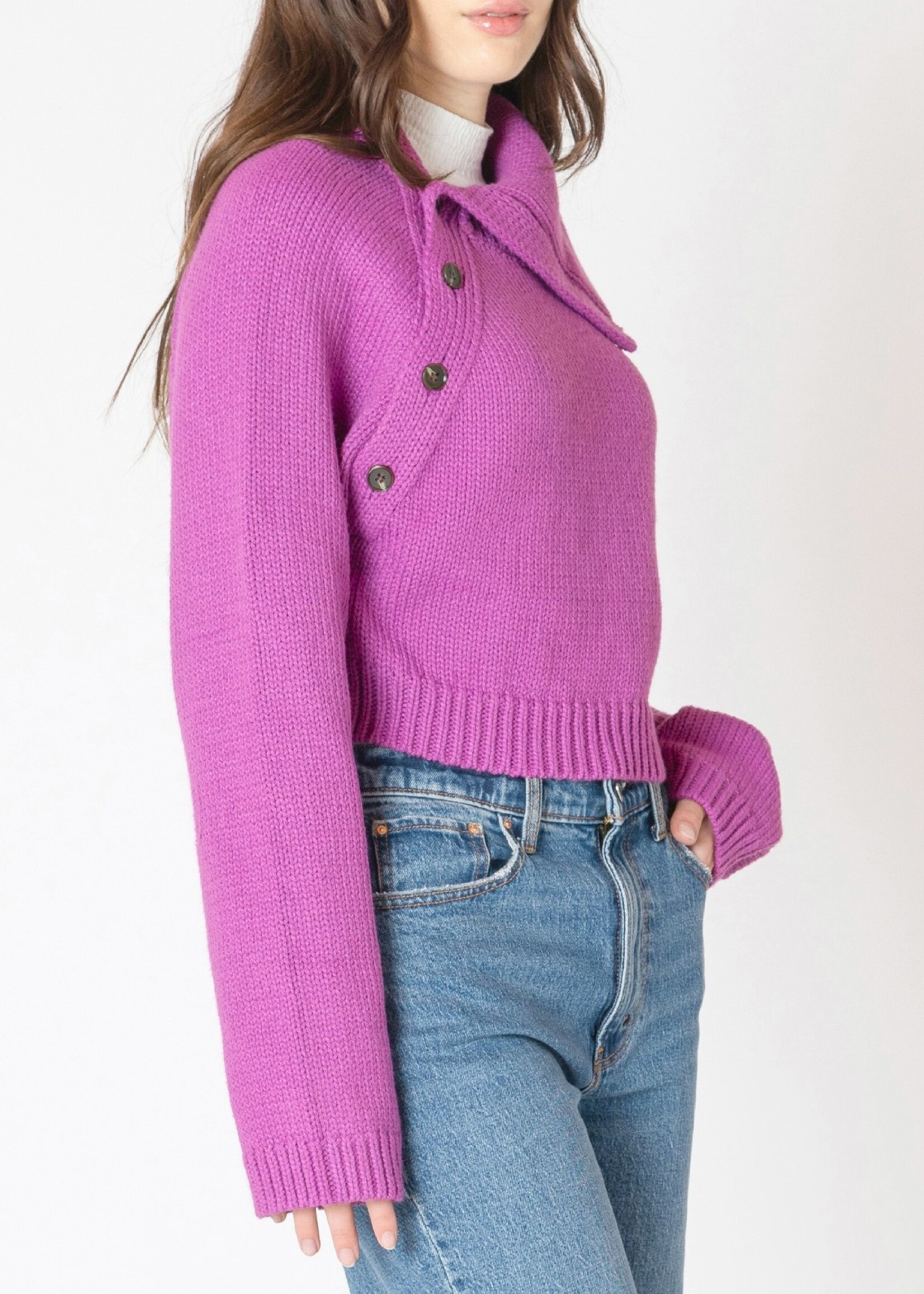 CLEARANCE: Asymmetric Button Sweater