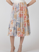 Abstract Floral Pleated Midi-Skirt