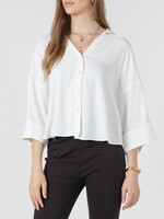 Black Tape Cuffed Button Front Blouse