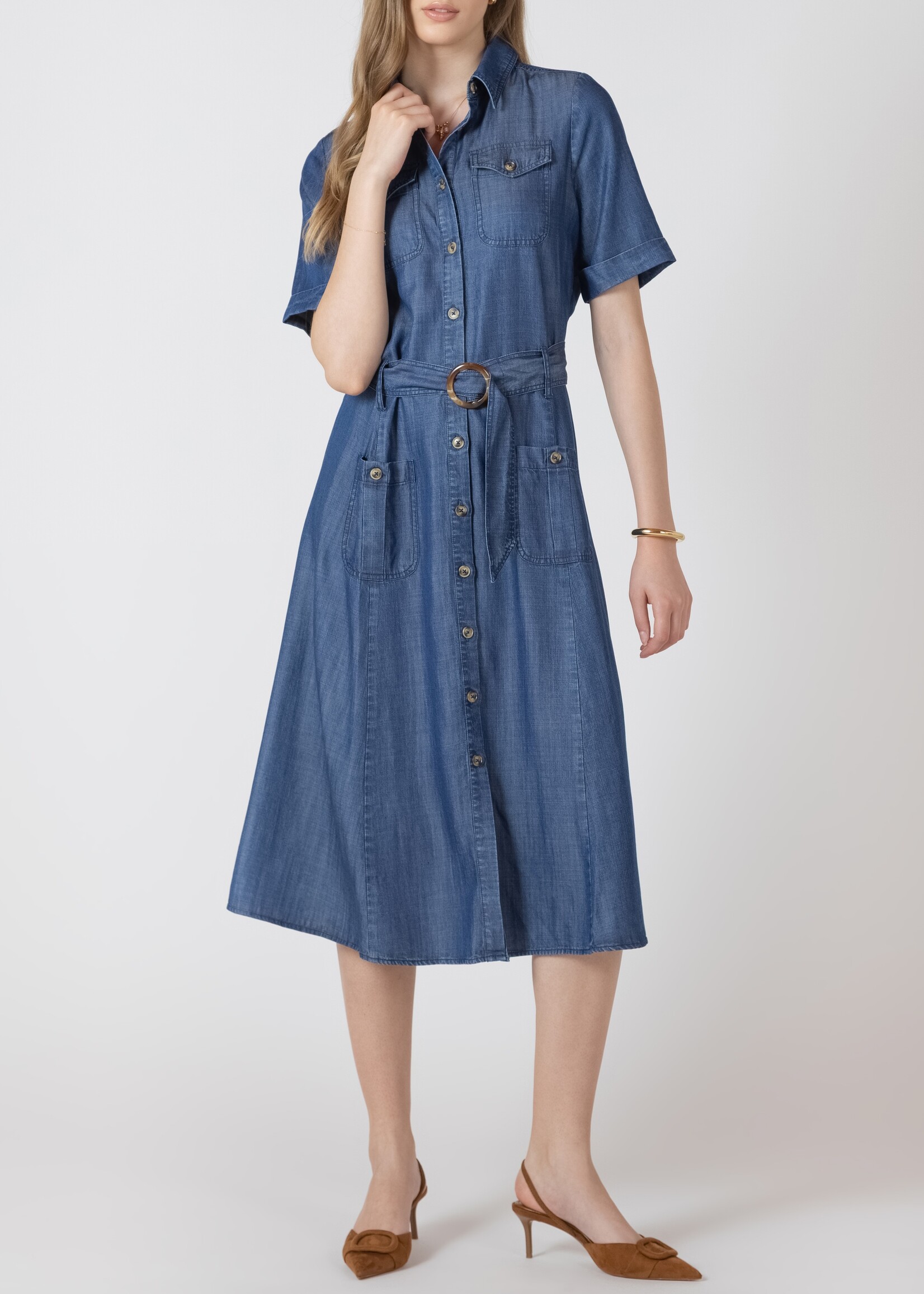 Black Tape Denim Shirt Dress