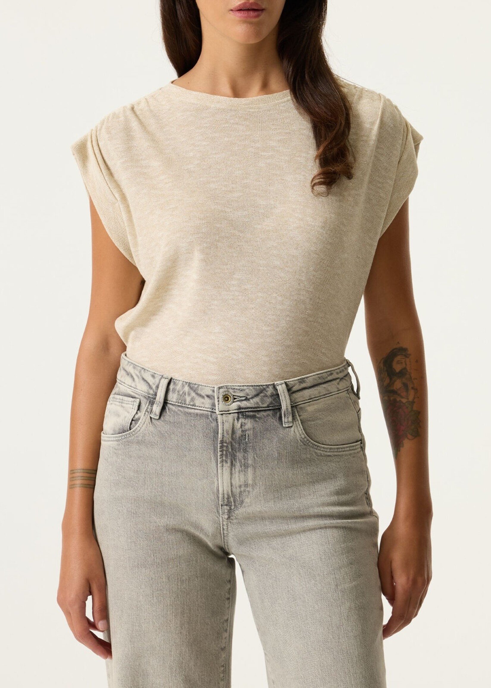 Garcia Gathered Shoulder Sleeveless Top