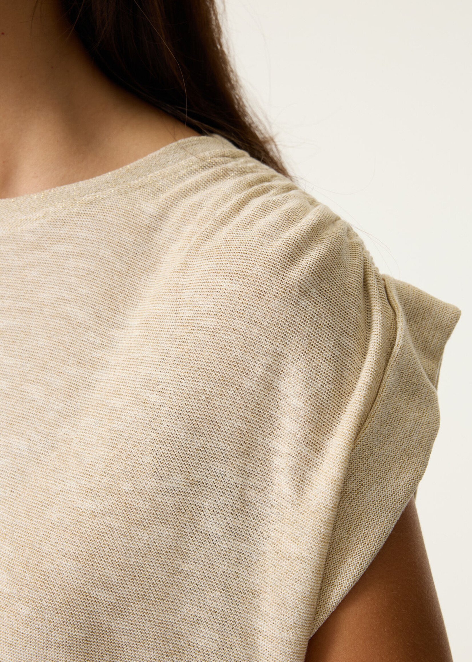 Garcia Gathered Shoulder Sleeveless Top