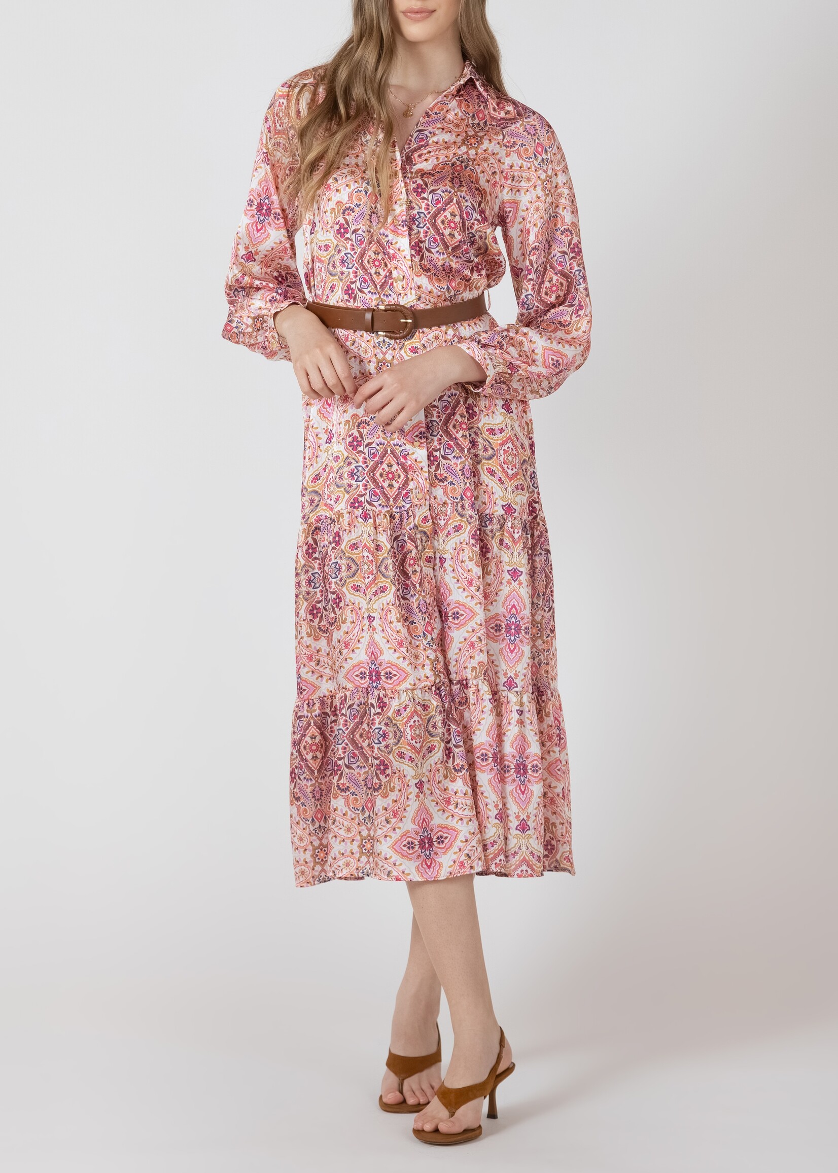 Black Tape Printed Shirt Dress