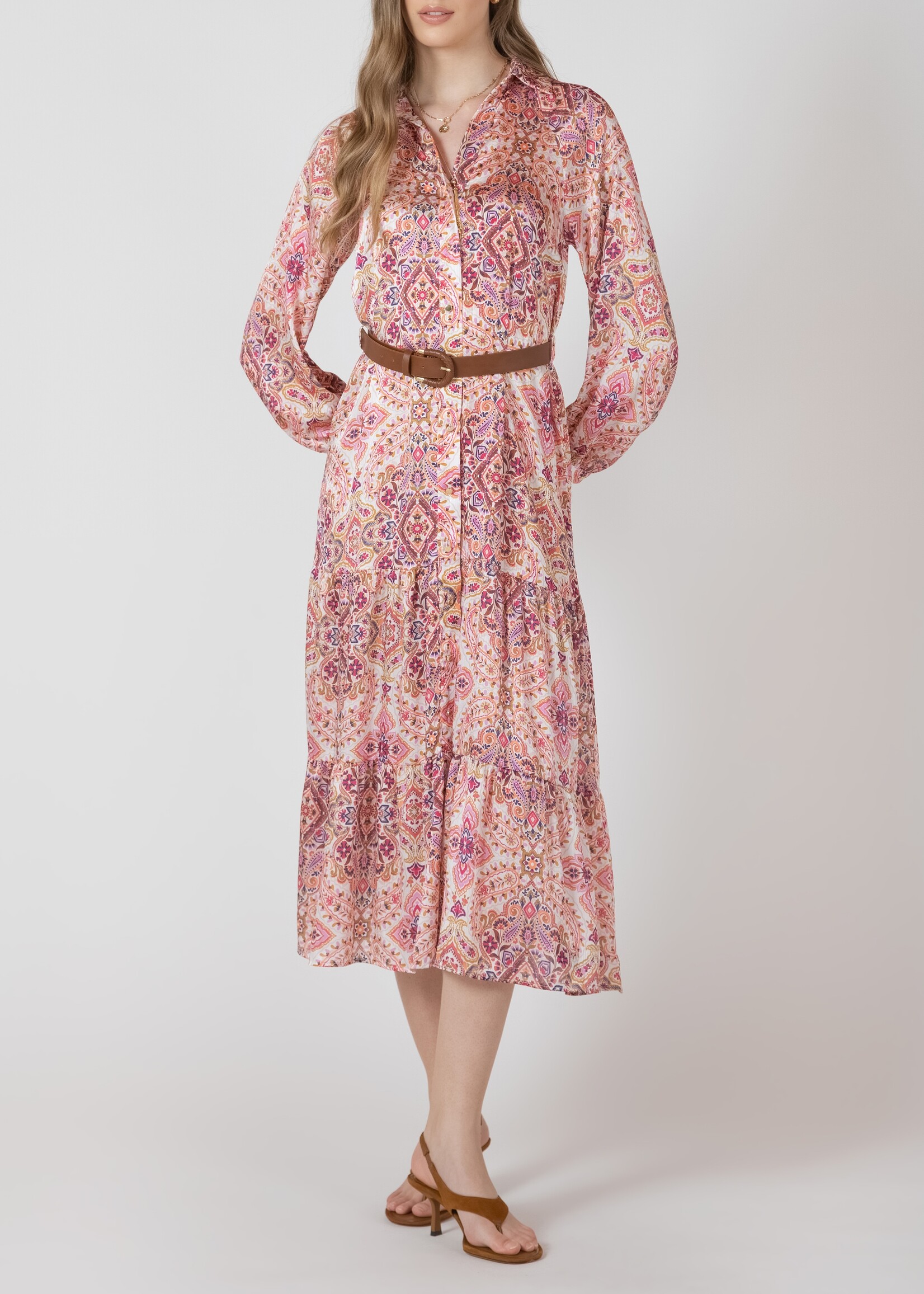 Black Tape Printed Shirt Dress