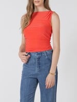 Black Tape Side-Ruched Sleeveless Top