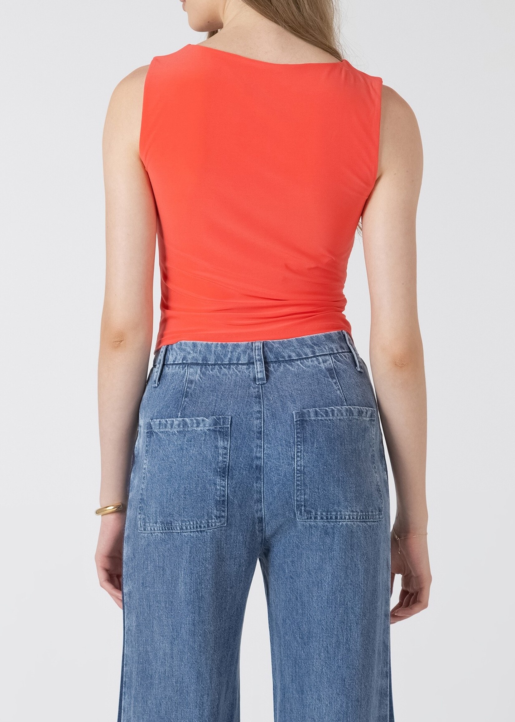 Black Tape Side-Ruched Sleeveless Top