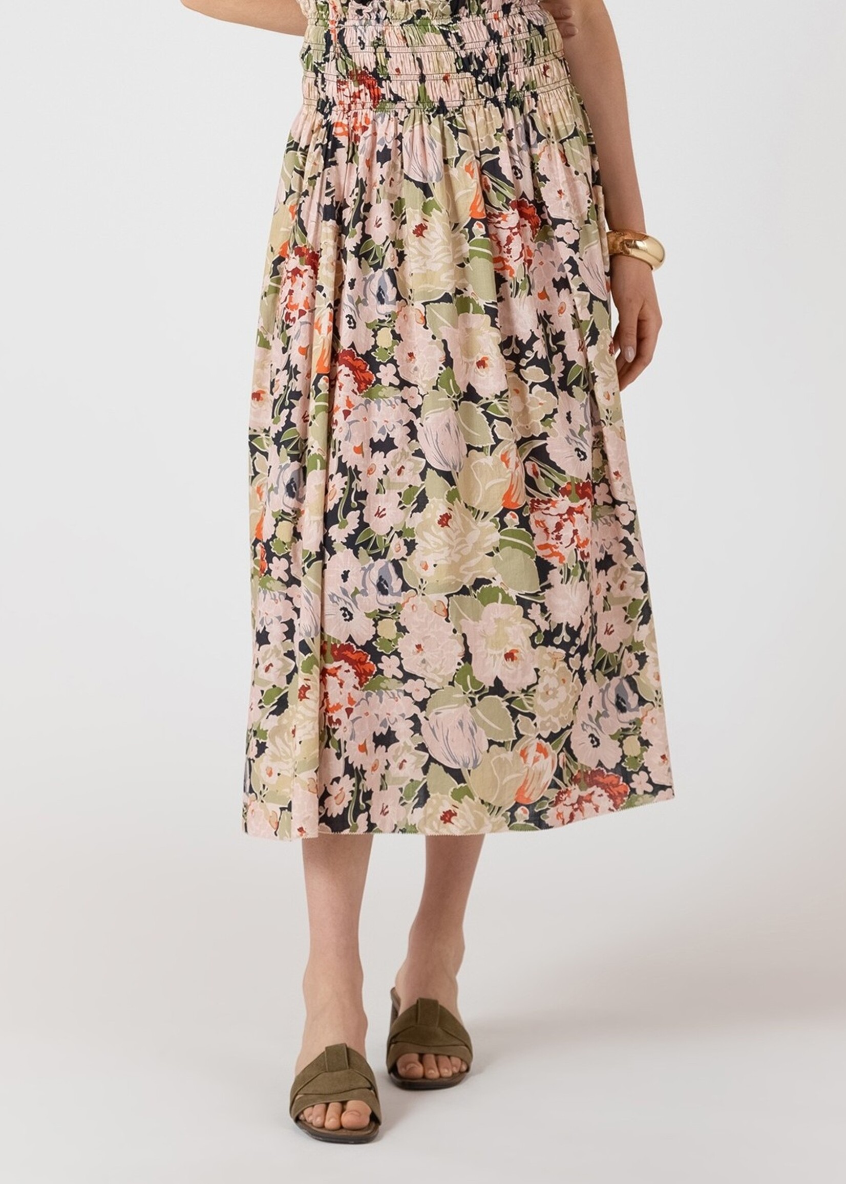 Dex CLEARANCE: Smocked Waist Midi-Skirt