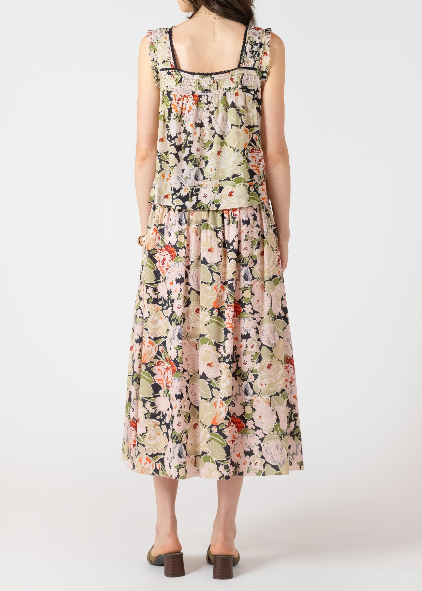 Dex Smocked Waist Midi-Skirt